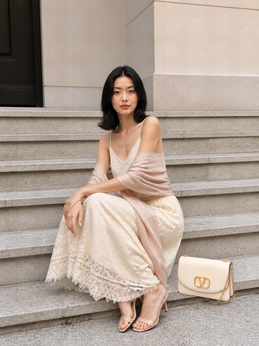 Fabiana filippi camisole lace midi skirt outfit