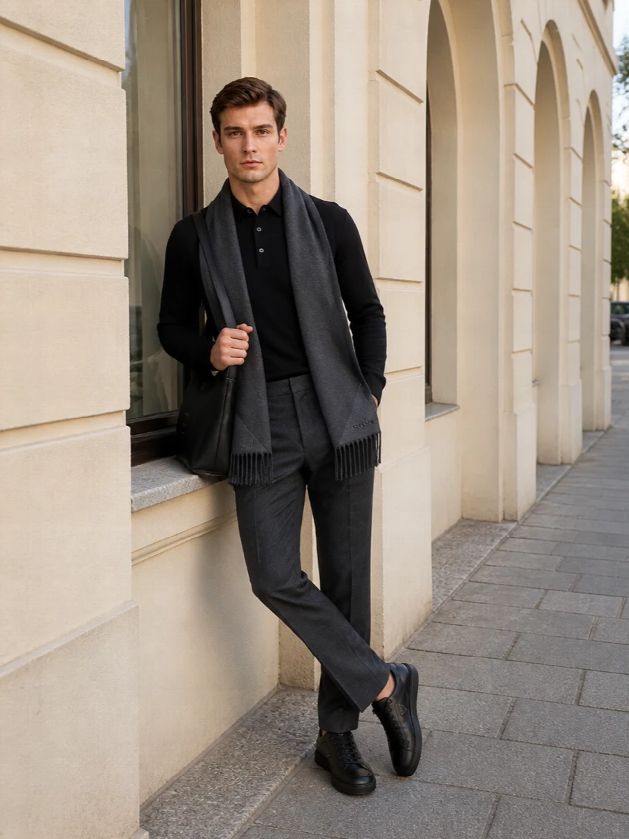 Kiton polo prada charcoal trousers sneakers