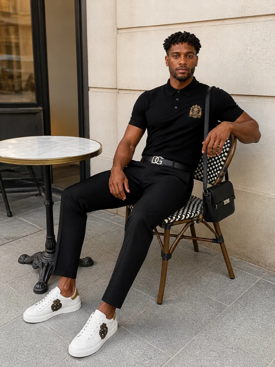 Dolce gabbana black polo and trouser outfit