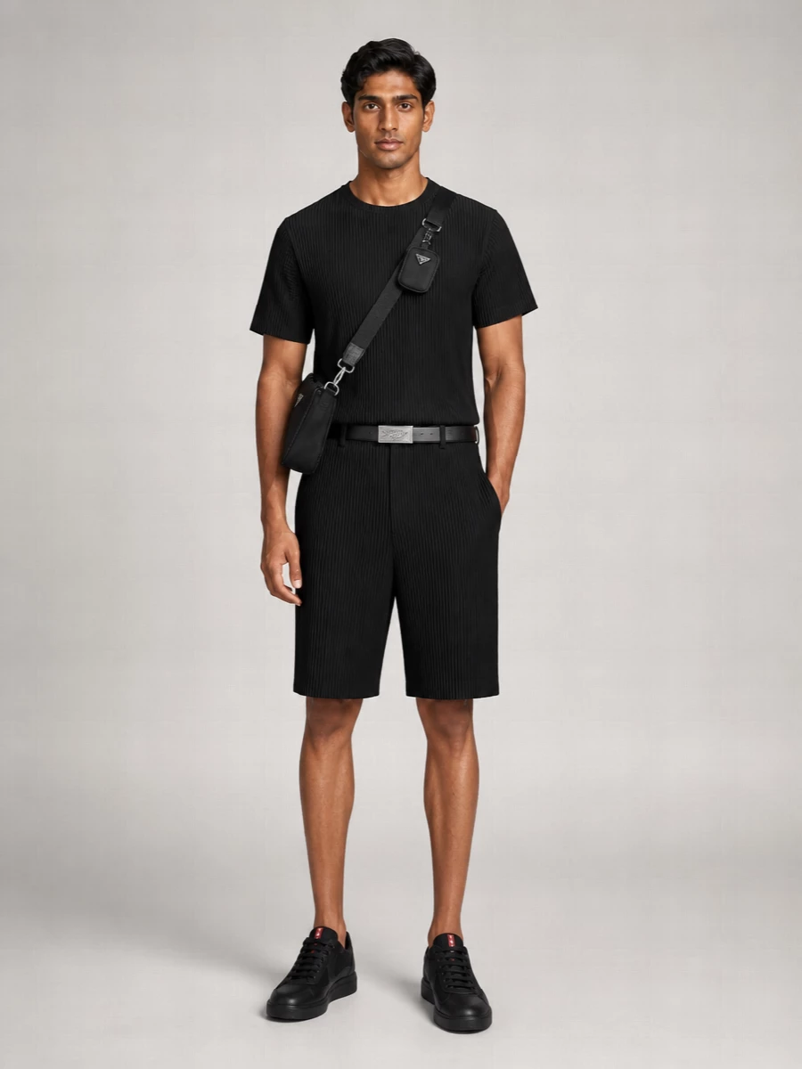 Homme Plisse Issey Miyake pleated knee-length bermuda shorts