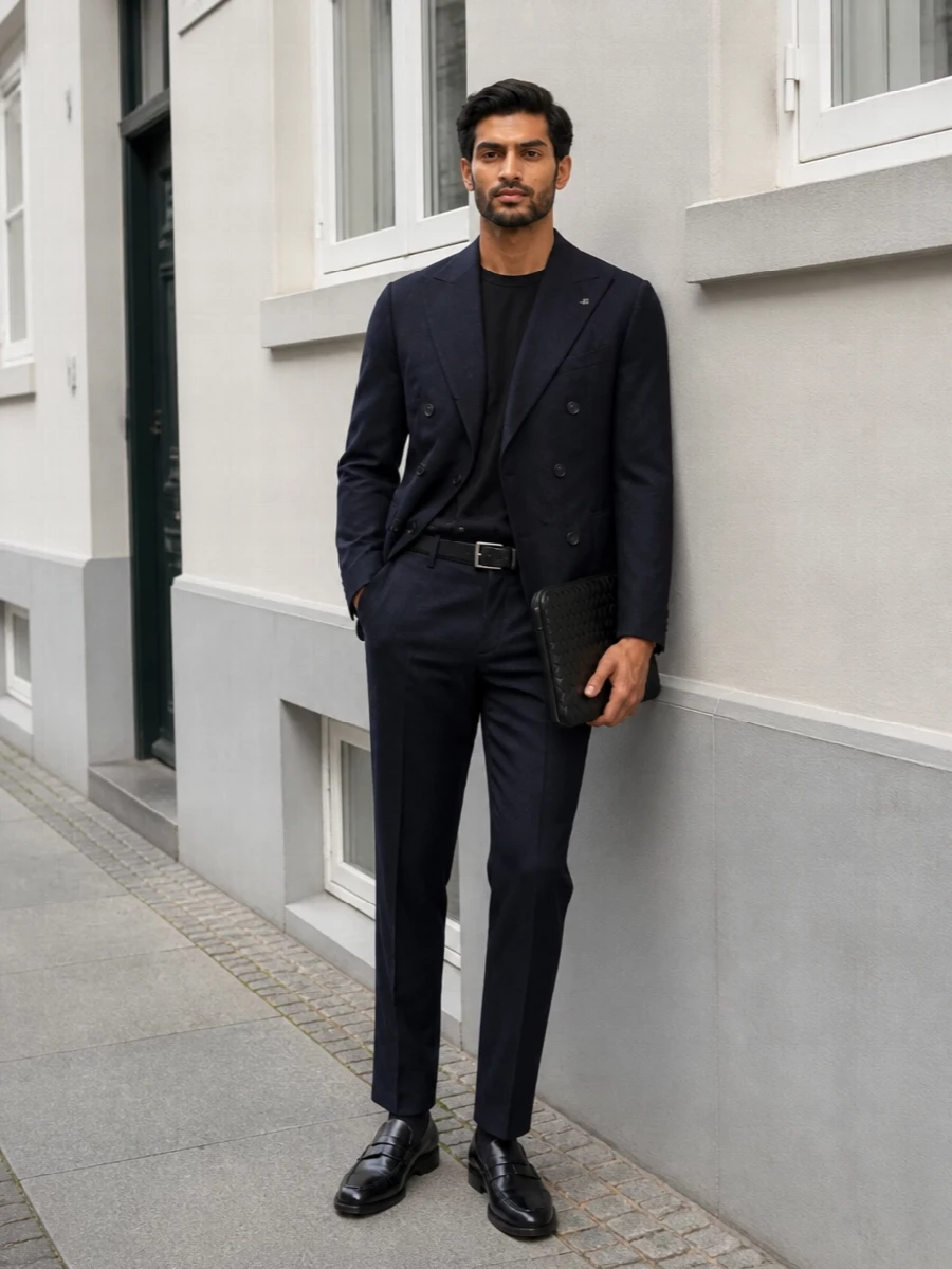 Tagliatore navy blazer lardini trousers outfit