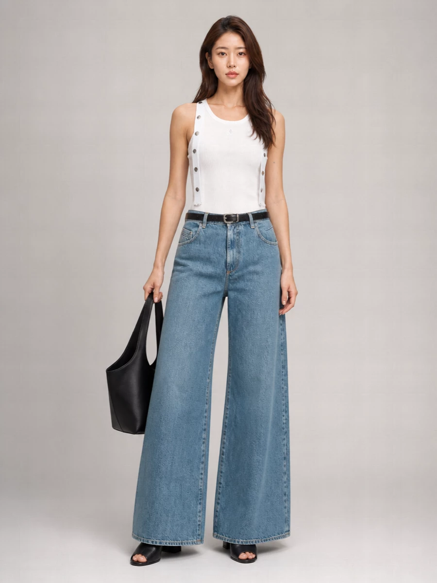 The Attico Denim Wide-Leg Jeans