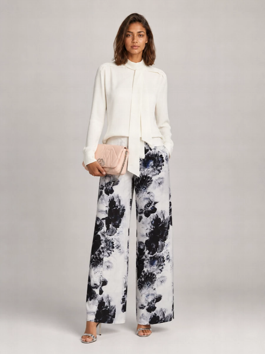 Alexander Mcqueen Silk High-Rise Wide-Leg Printed Trousers