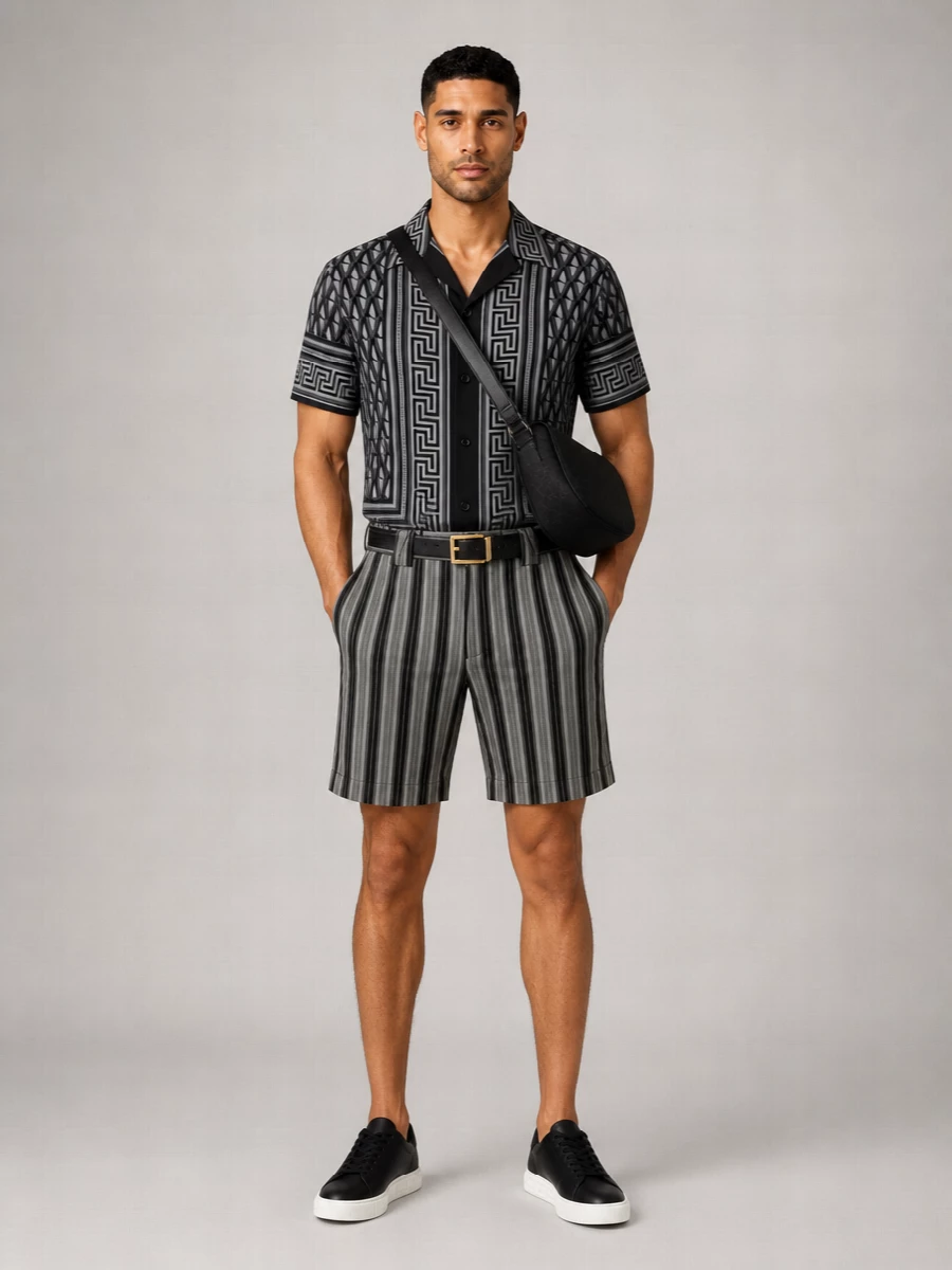 Versace Silk Slim-Fit Short-Sleeve Camp-Collar Printed Shirt