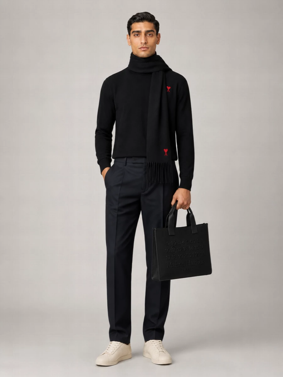 Ami Paris Merino Wool Turtleneck Sweater