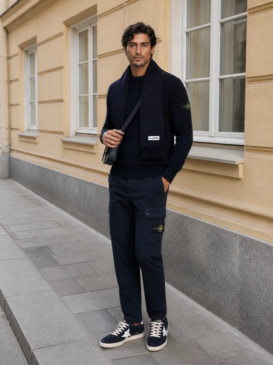 Stone island navy sweater cargo trousers sneakers