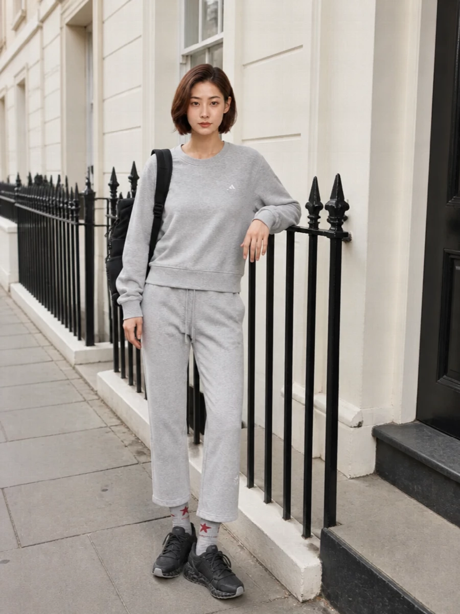 Adidas stella mccartney grey jogger sweatshirt set