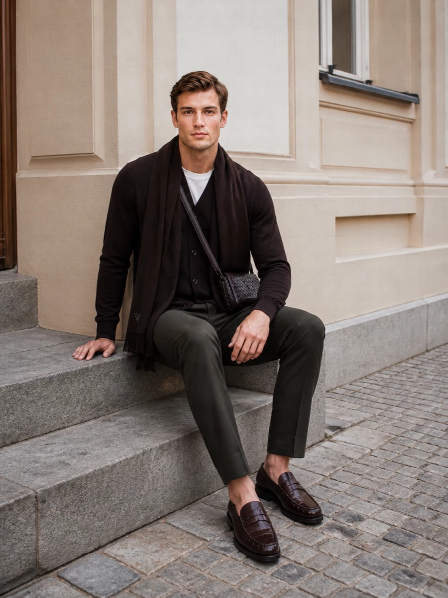 Lardini cardigan fendi trousers loafers