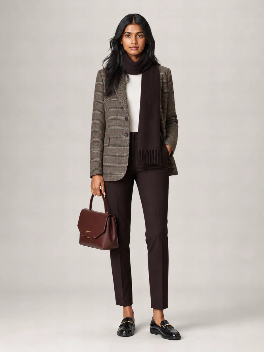 S Max Mara Wool Checked Single-Breasted Blazer