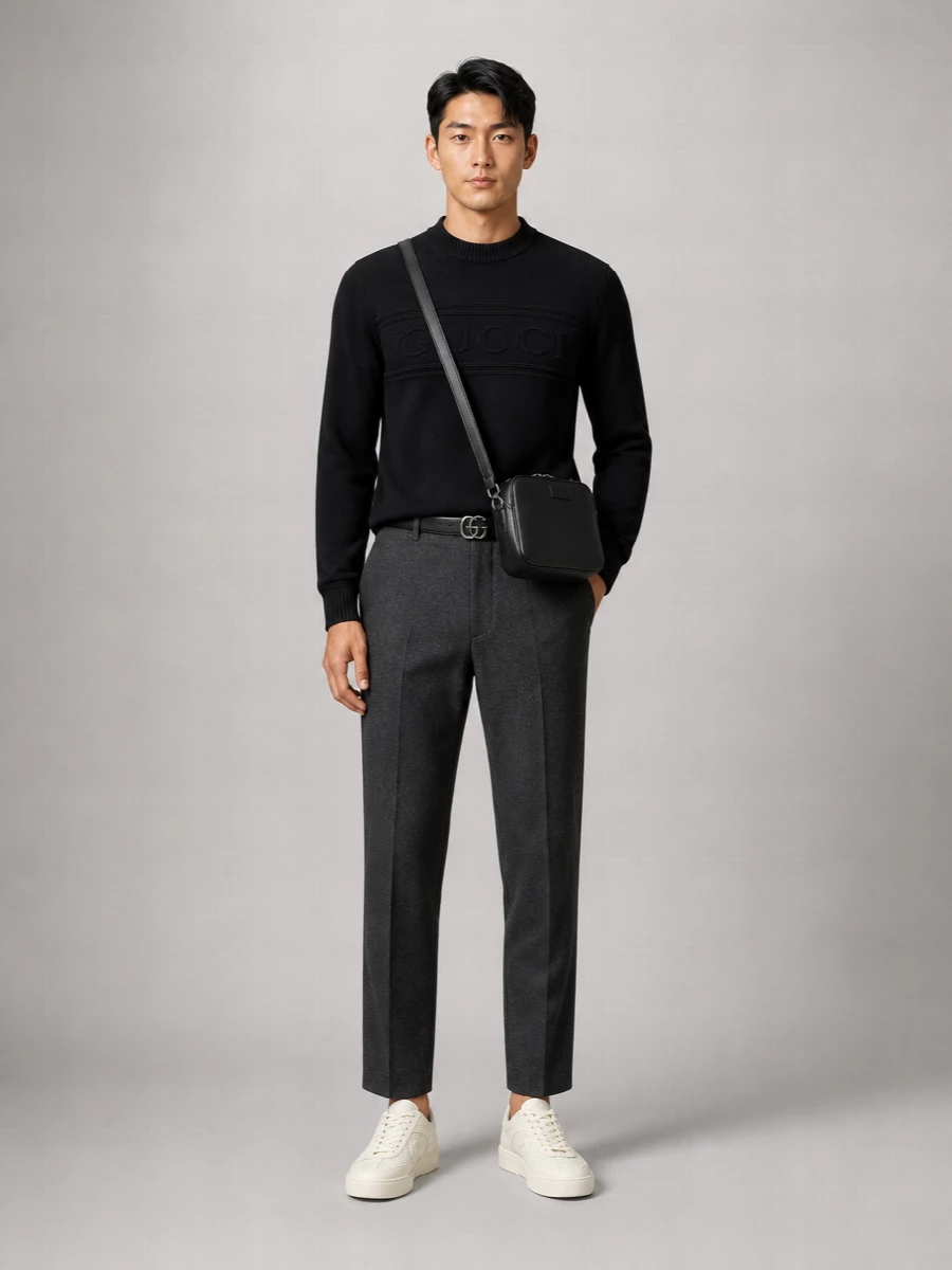 Gucci Intarsia Knit Long-Sleeve Sweater