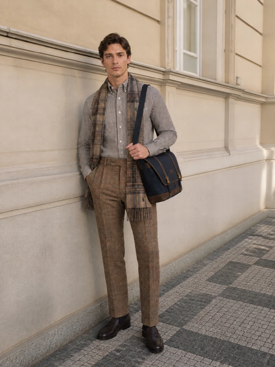 Polo ralph lauren tweed trouser striped shirt