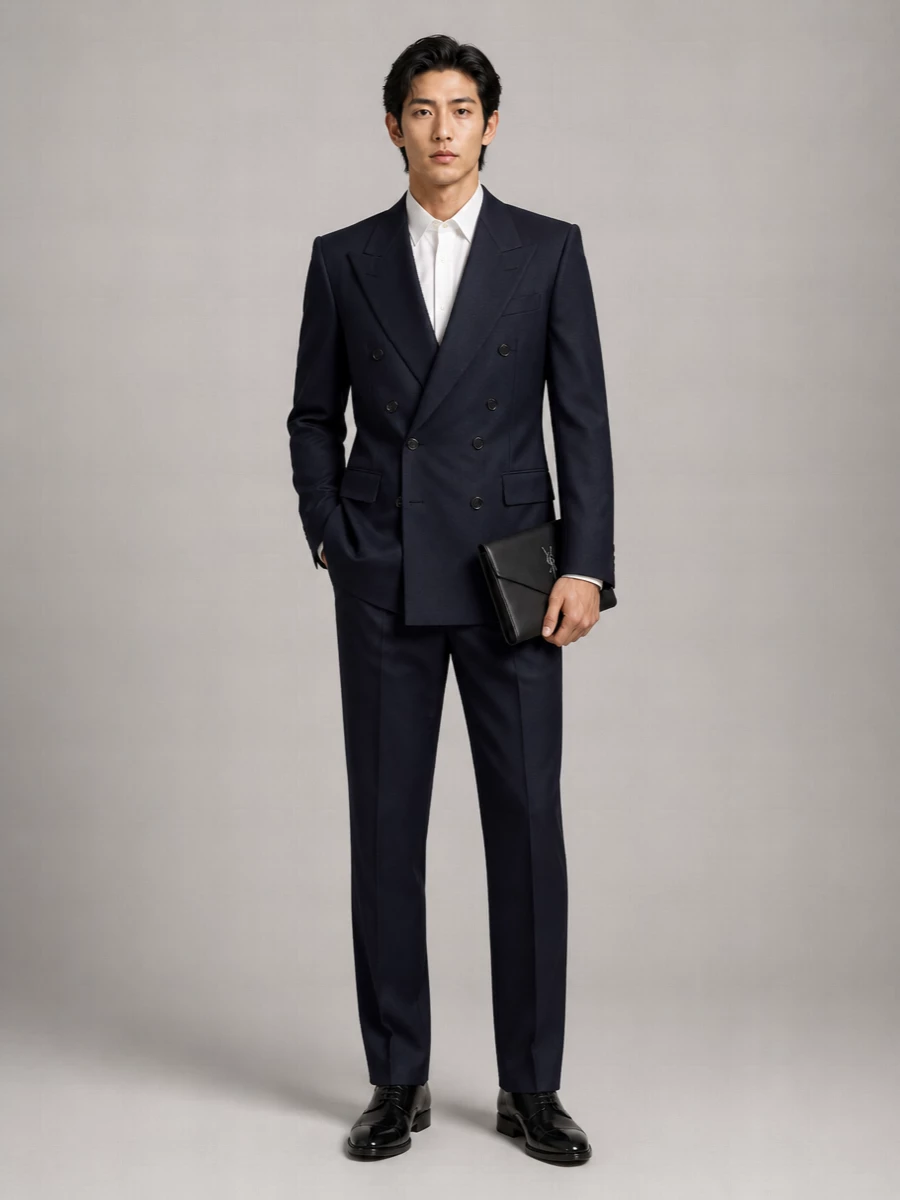Saint Laurent Wool Double-Breasted Long Coat