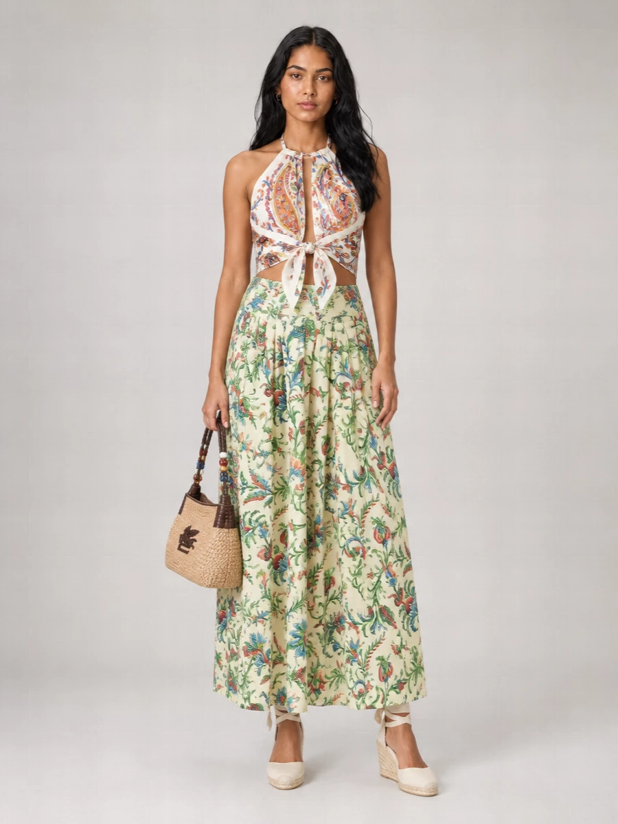 Etro Silk Printed Halterneck Top