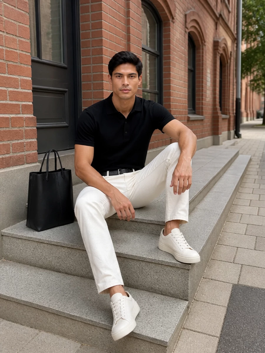 Zanone polo zegna ivory trousers tods sneakers