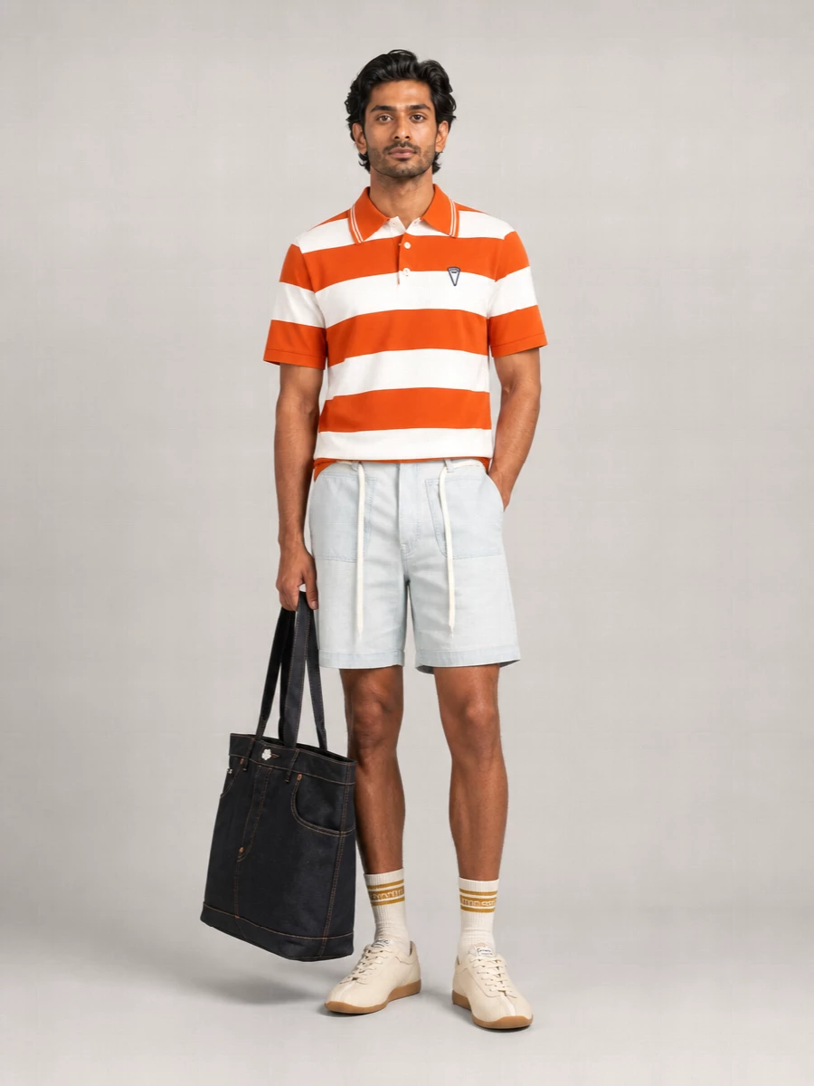 Kenzo Cotton Oversized Striped Short-Sleeve Polo Shirt