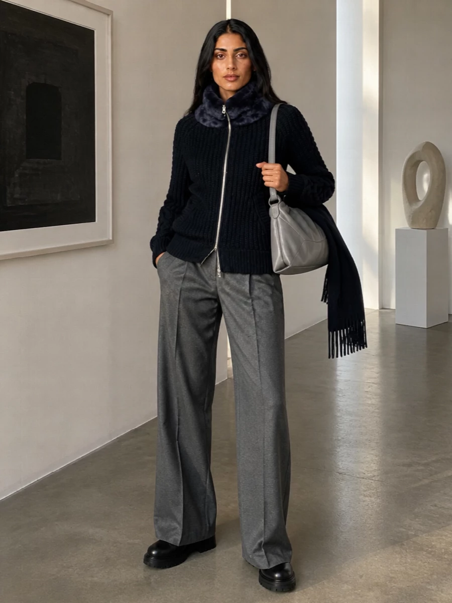 Herno cardigan ermanno scervino trousers outfit