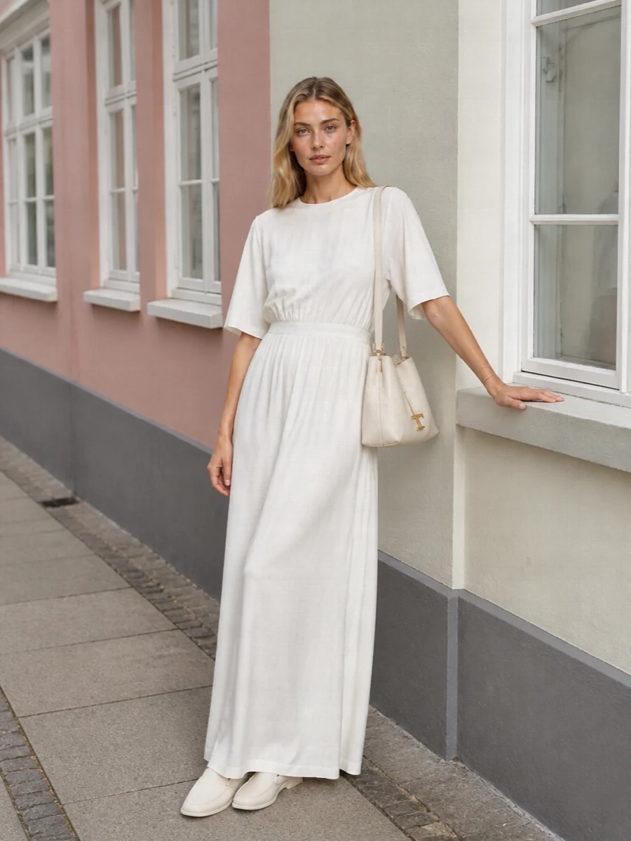 Toteme ivory dress tods ivory loafers outfit