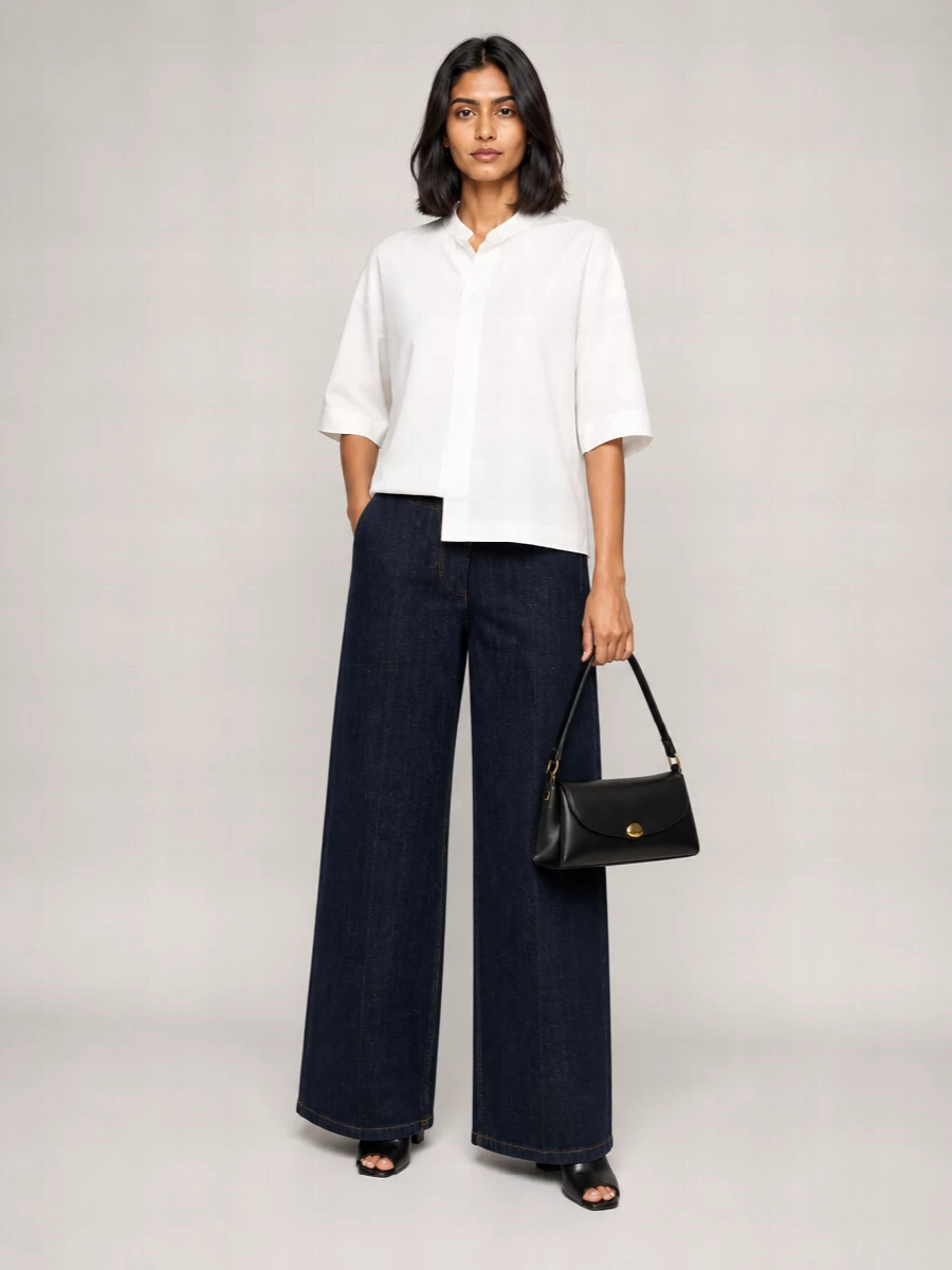 Ami Paris Denim Balloon-Fit Wide-Leg Jeans