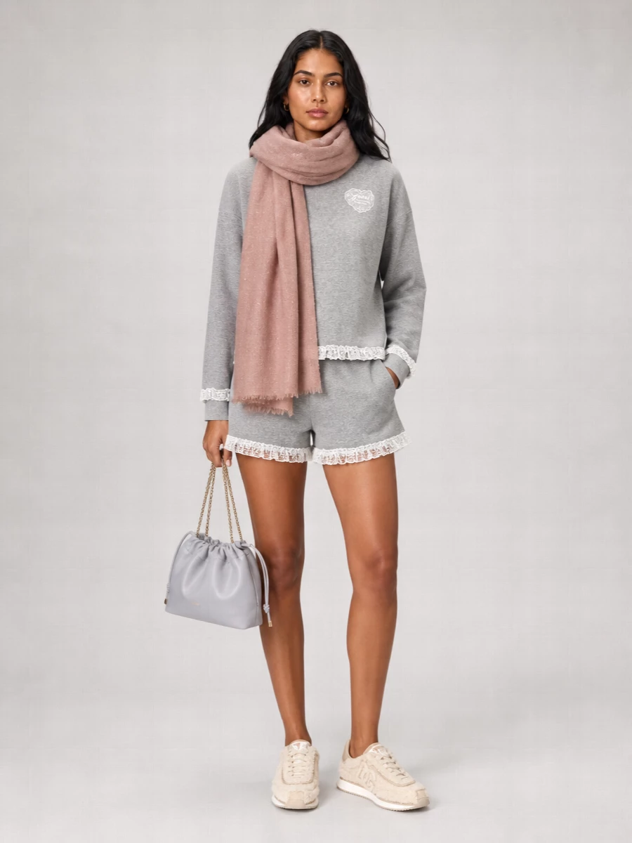 Ganni Organic Cotton Lace-Trim Sweatshirt