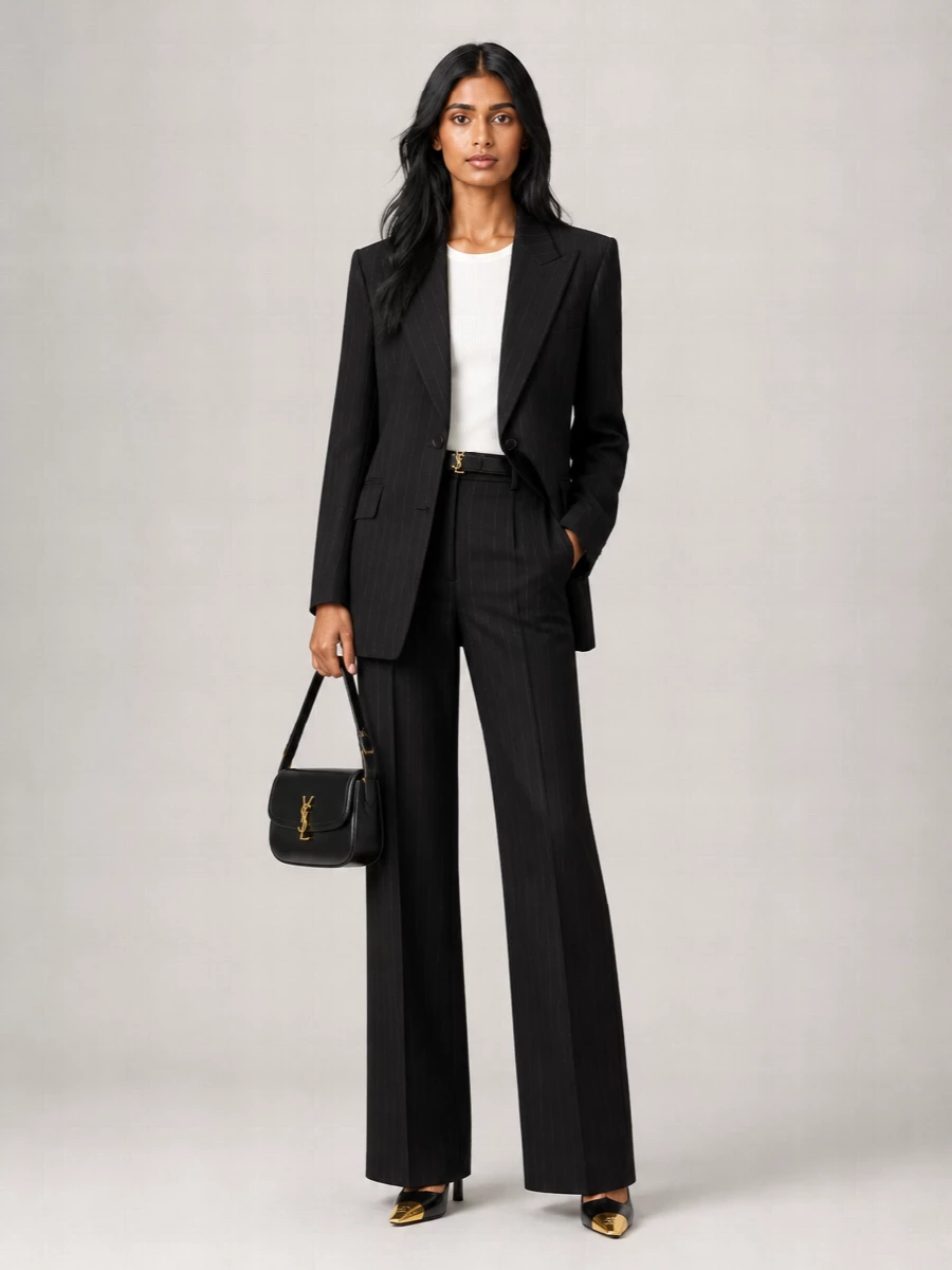 Saint Laurent virgin wool pinstripe single-breasted blazer