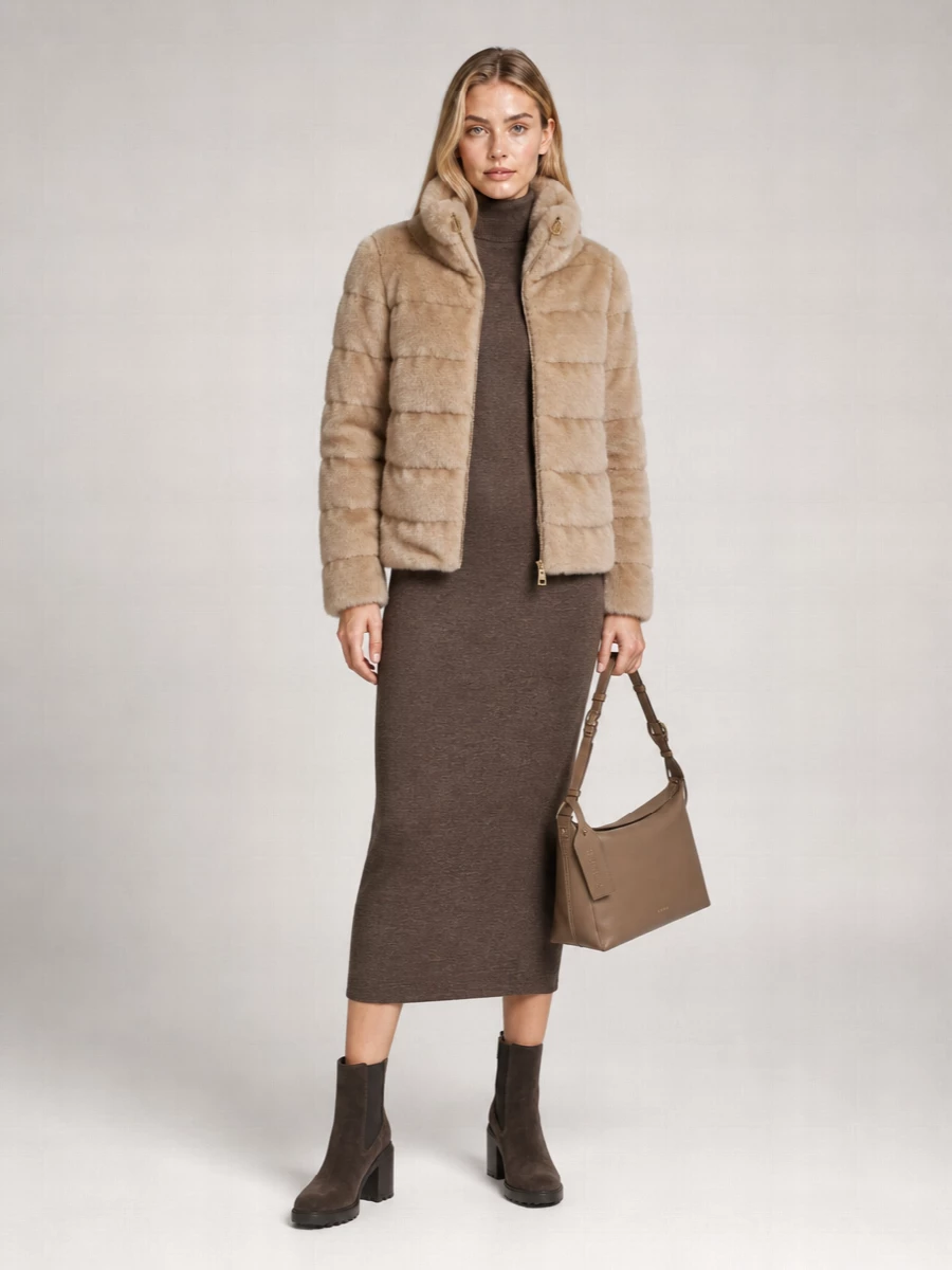 Herno Faux Fur Cape Coat