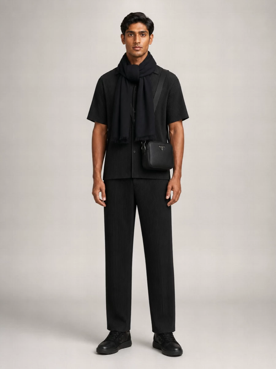 Prada Wool Silk Jacquard Scarf