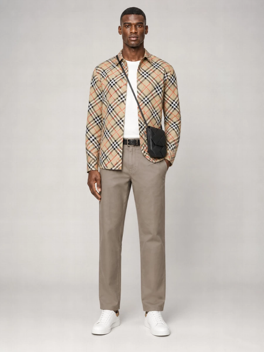 Burberry Linen Check Long-Sleeve Shirt