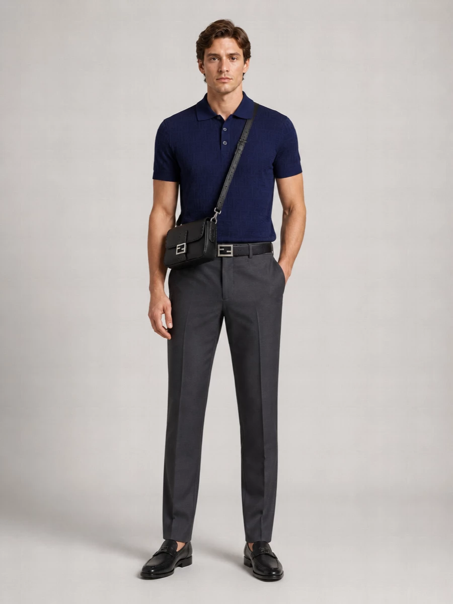 Fendi Cotton Ff Jacquard Polo Shirt