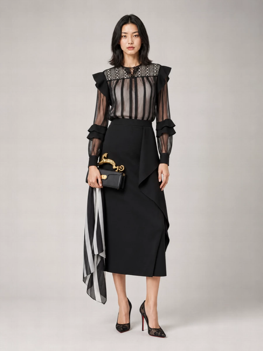 Lanvin silk ruffled blouse