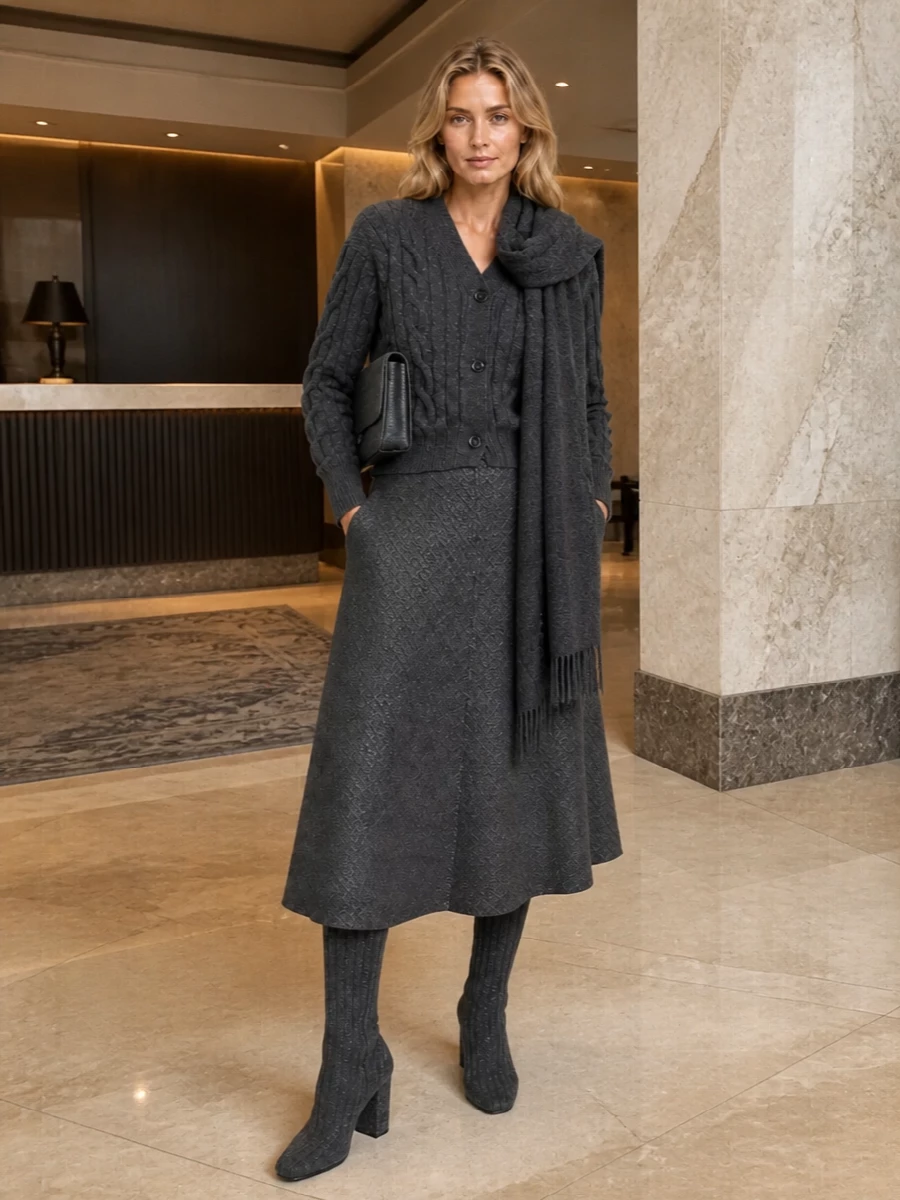 Haikure cardigan alberta ferretti skirt outfit