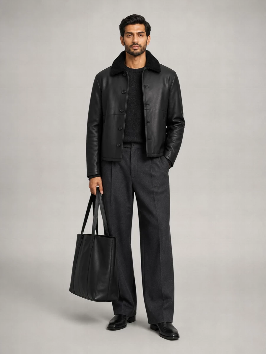 Jil Sander Shearling Leather Jacket