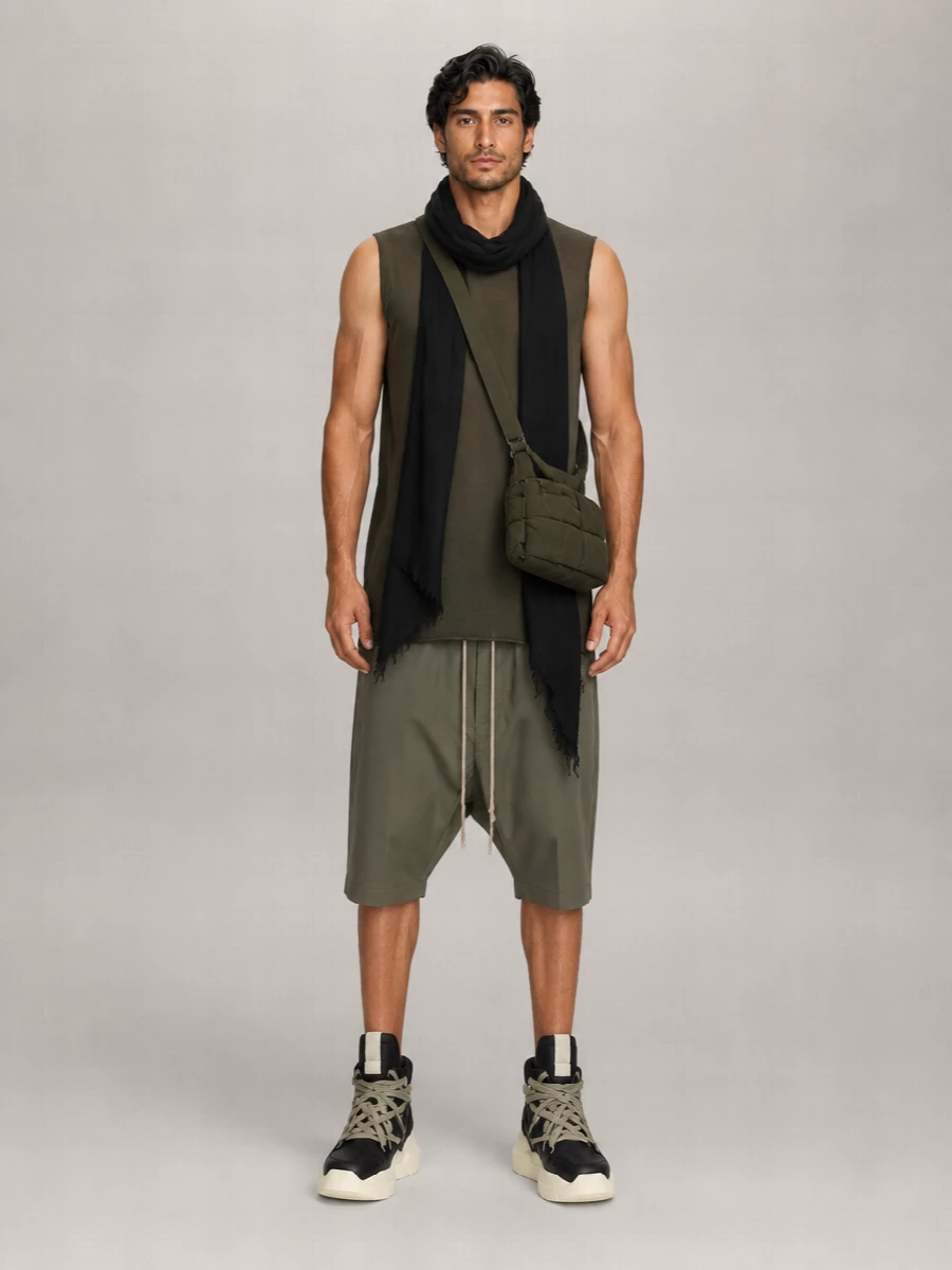 Rick Owens Cotton Cropped Drop-Crotch Shorts