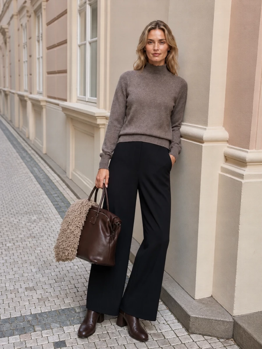 Maison margiela knit black wide leg trousers