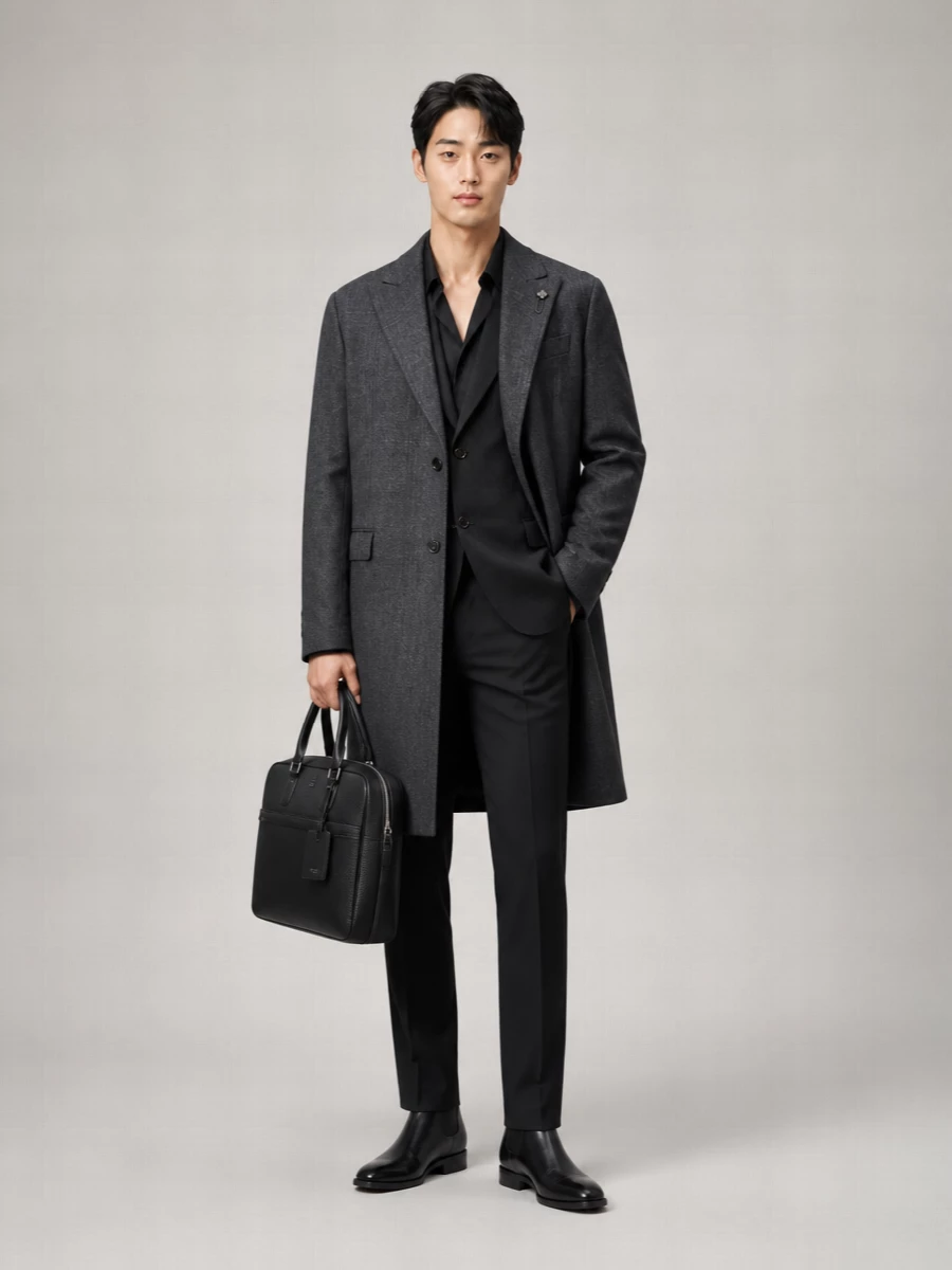 Lardini Virgin Wool Double-Breasted Coat