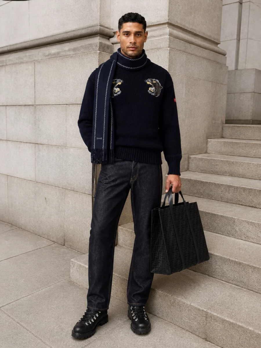 Junya watanabe sweater dark carpenter jeans