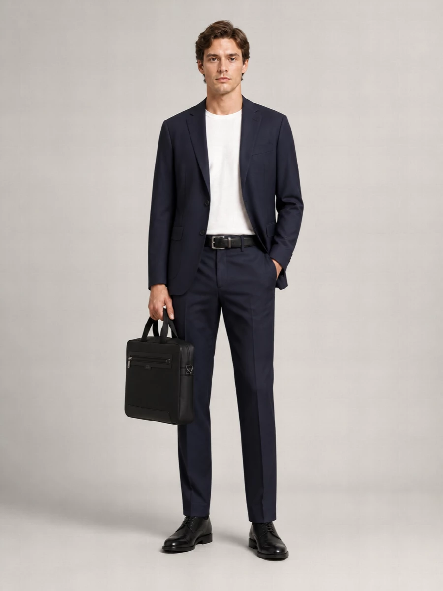 Boss Virgin Wool Slim-Fit Straight-Leg Trousers