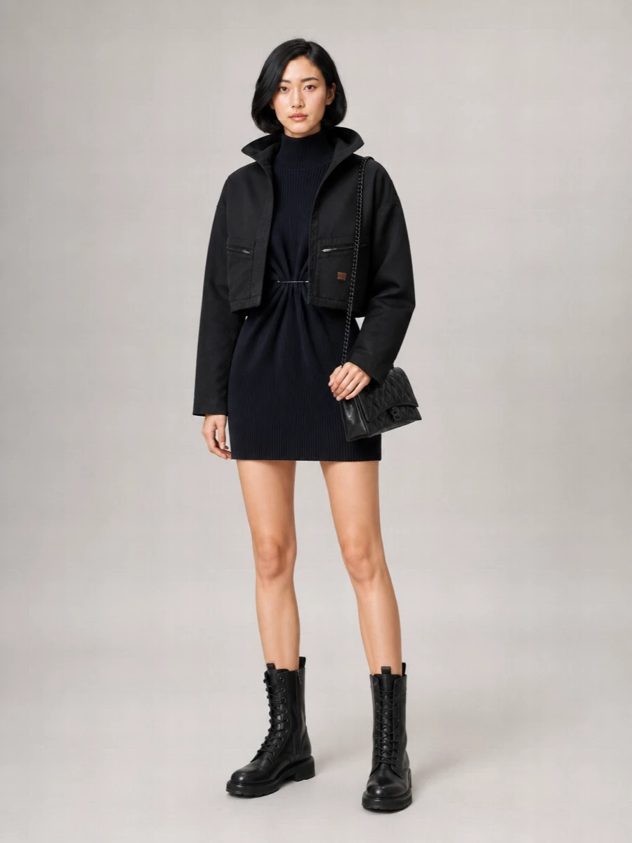 Balenciaga Cropped Hooded Jacket