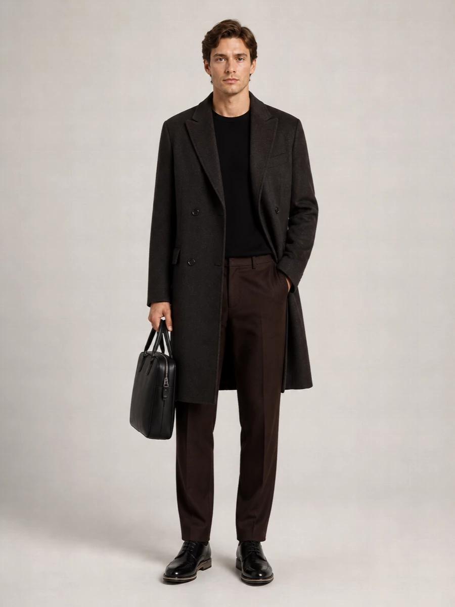 Boss Alpaca Wool Double-Breasted Coat
