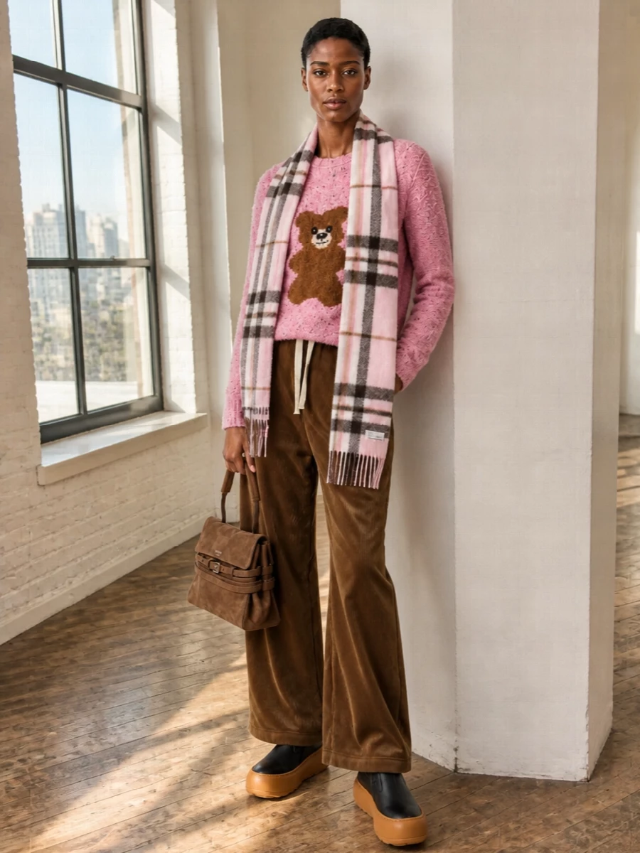 Moschino teddy jumper corduroy trousers outfit