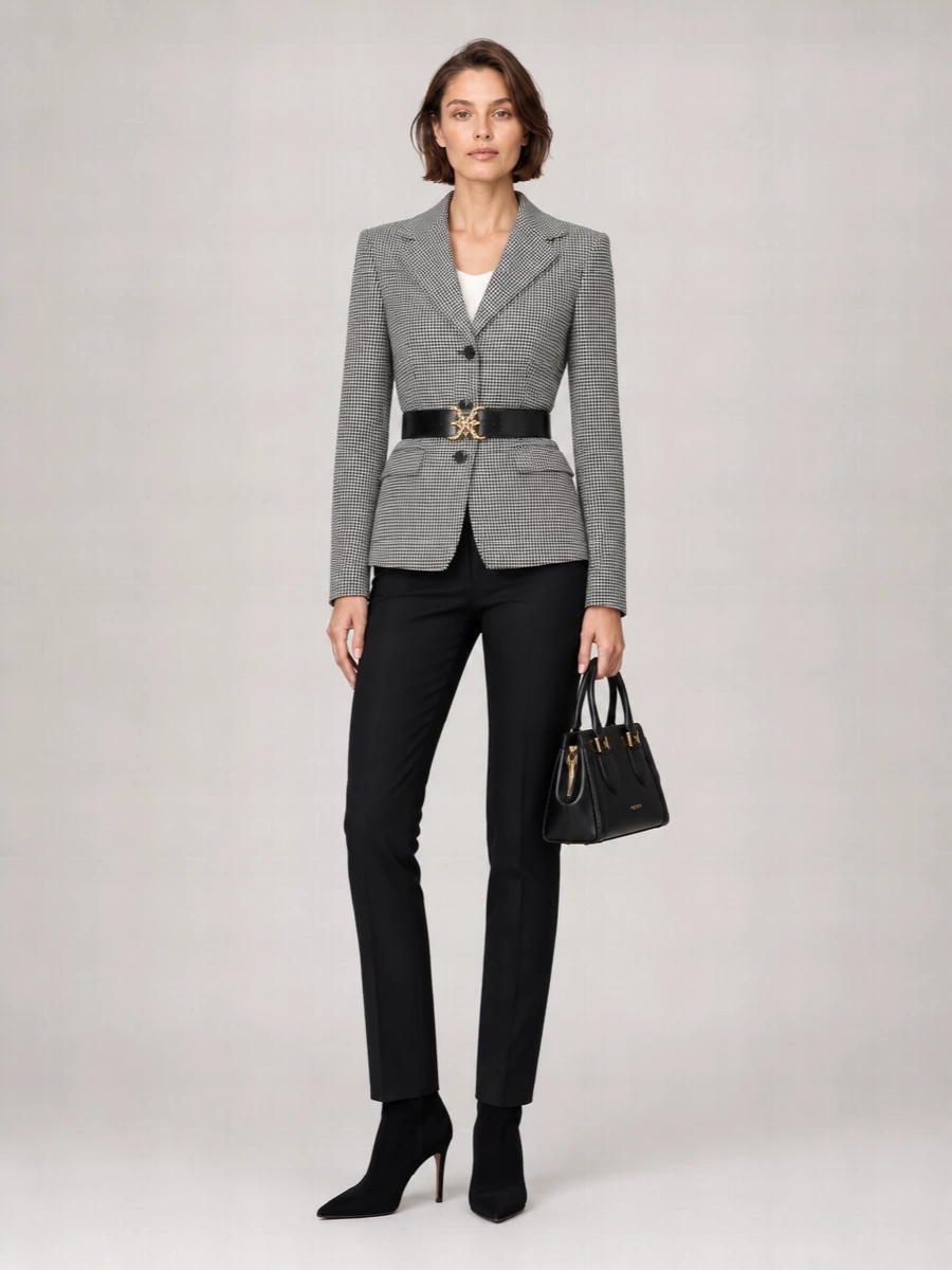Alexander Mcqueen Wool Gingham Check Off-Shoulder Single-Breasted Suit Jacket