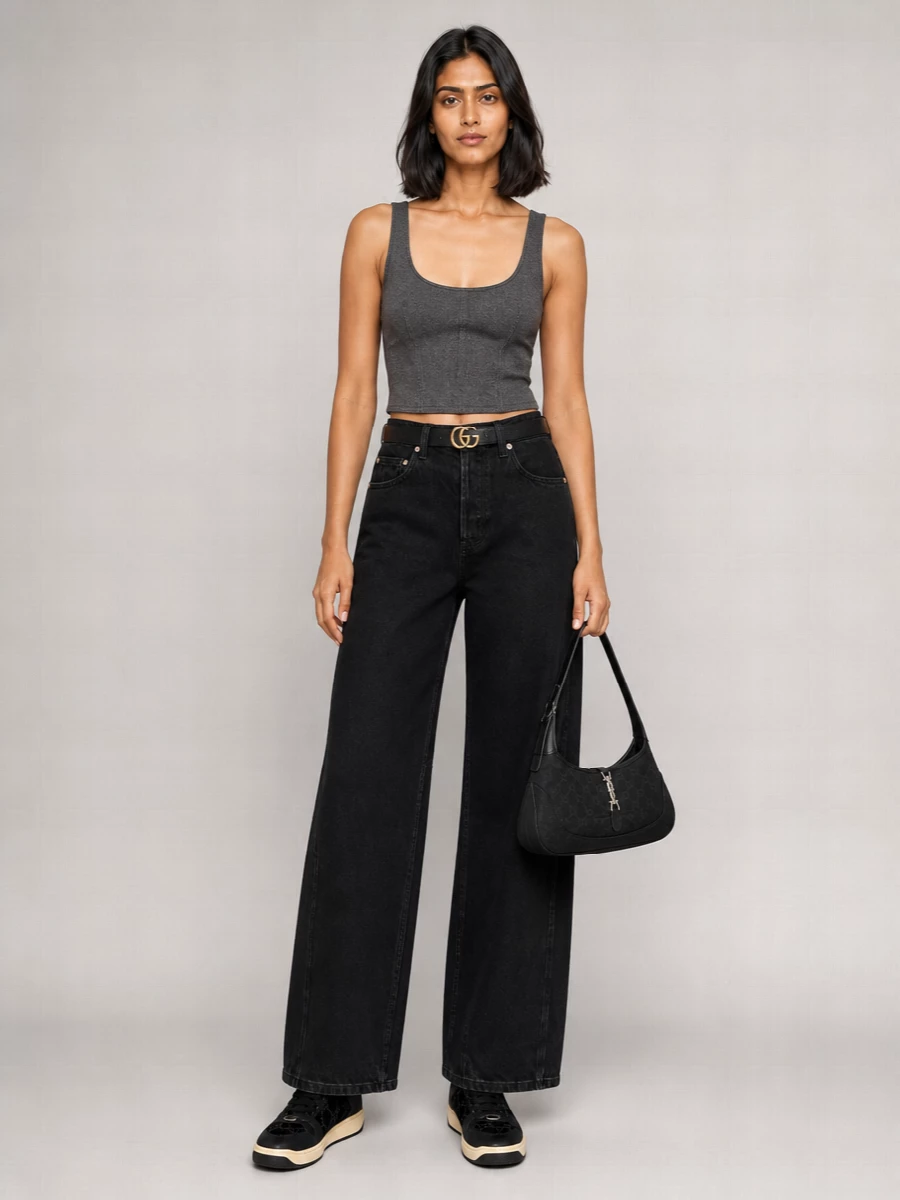 Gucci Denim Wide-Leg Trousers