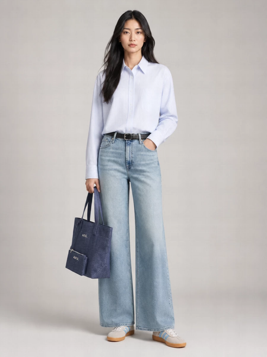 7 For All Mankind Cotton Wide-Leg Jeans