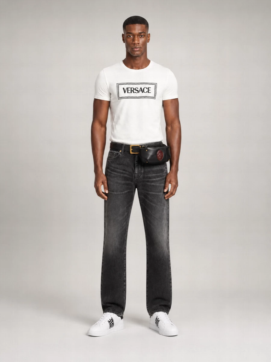 Versace Ribbed Cotton Logo-Embroidered T-Shirt