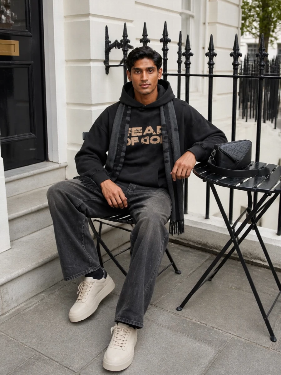 Fear of god hoodie washed black jeans outfit