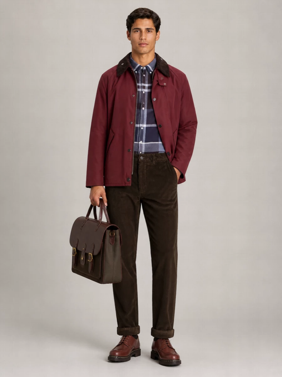 Barbour Waxed Cotton Os Transport Single Breasted Coat