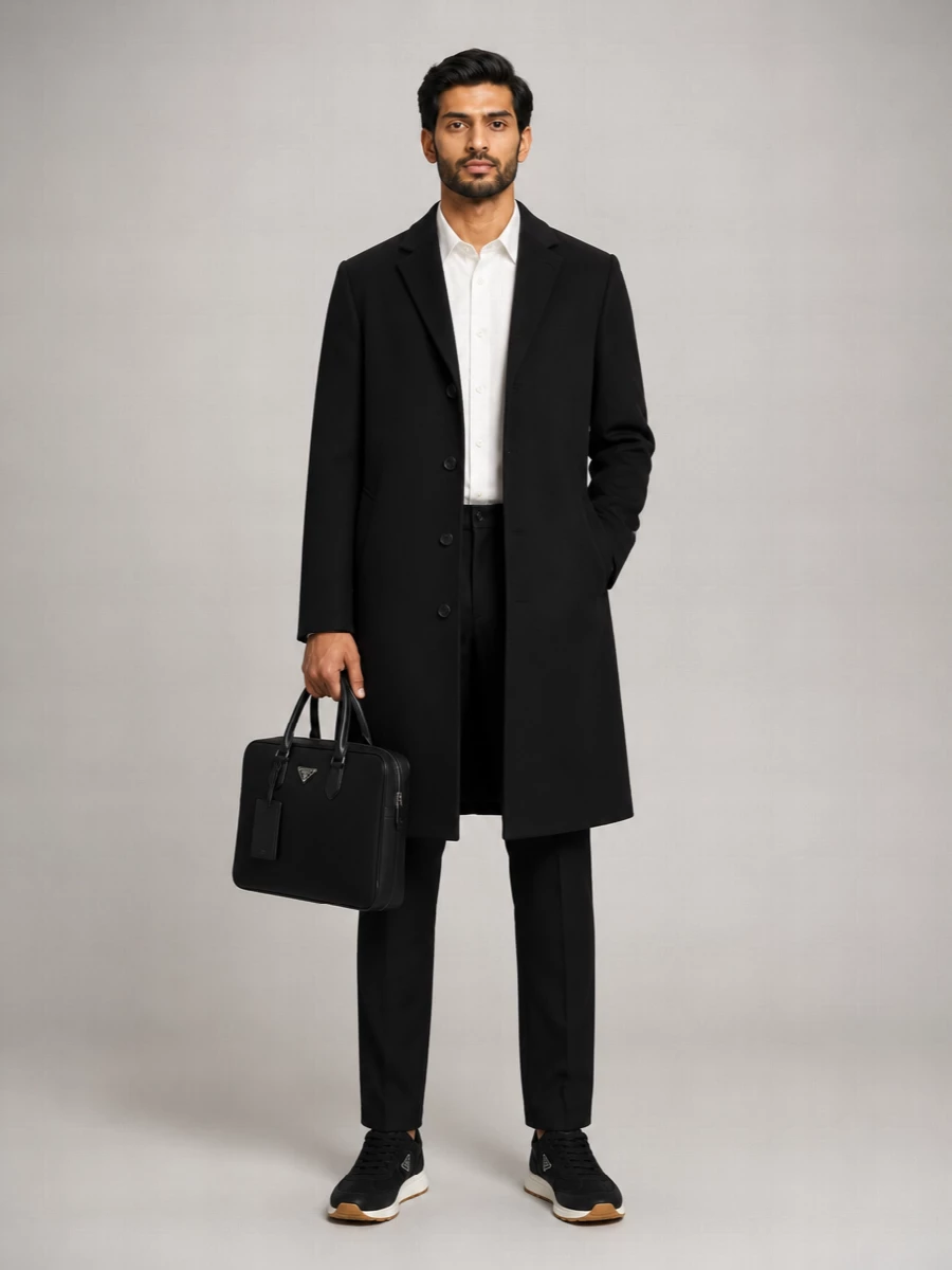 Prada Cashmere Blend Single Breasted Coat