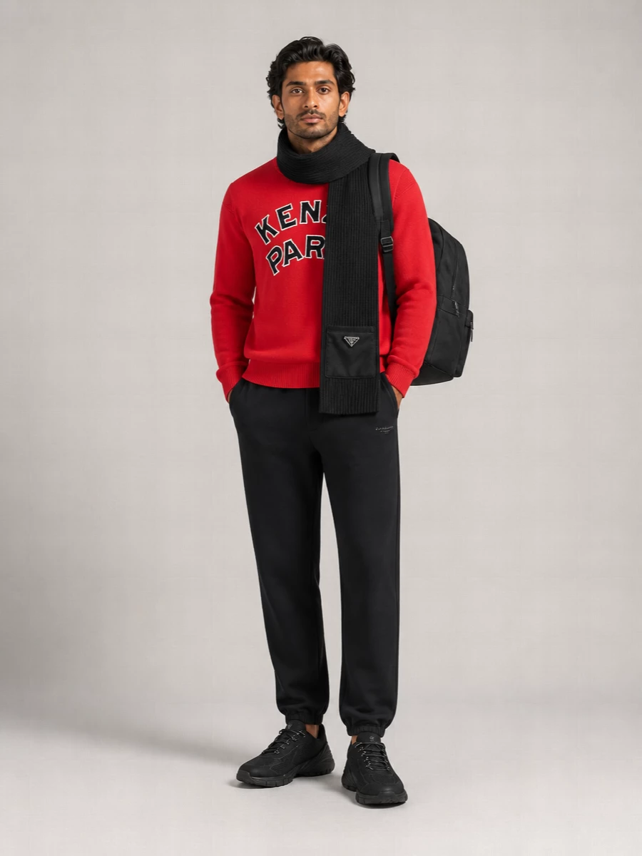 Kenzo Wool V-Neck Ribbed Hem Jumper