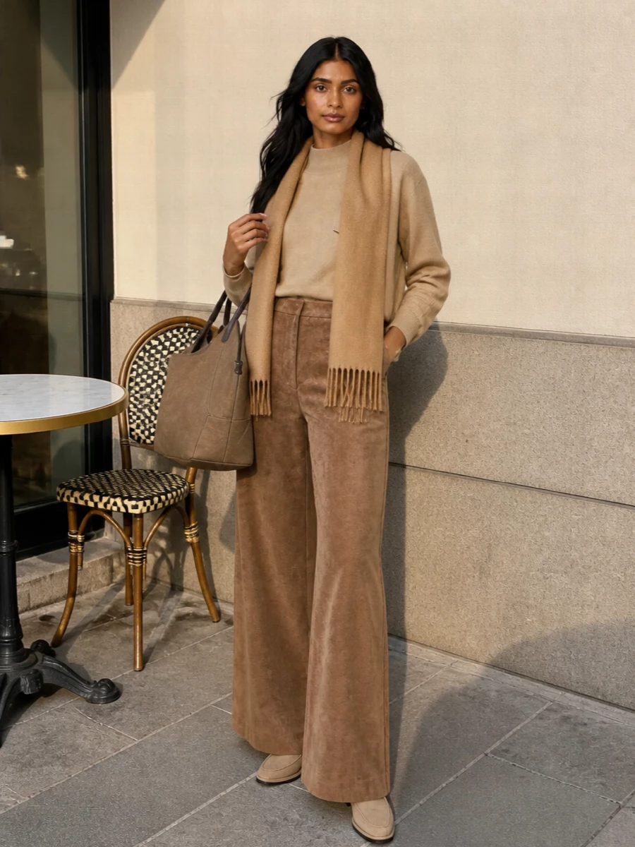 Brunello cucinelli camel corduroy trousers outfit