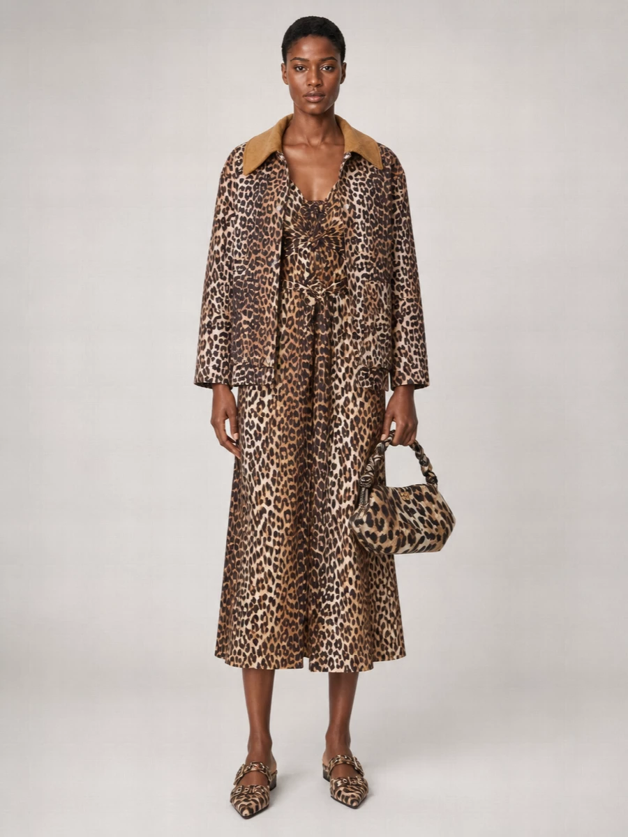 Ganni Leopard-Print Slingback Ballerina Shoes