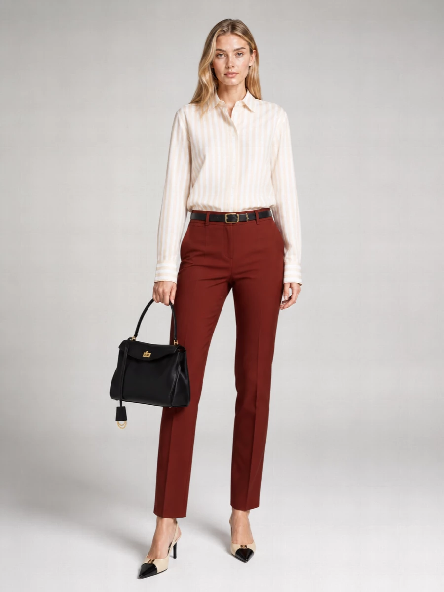 Saint Laurent High-Rise Straight-Leg Cotton Trousers